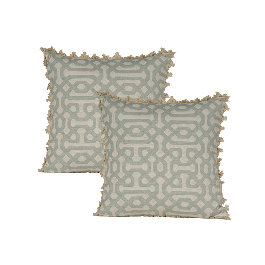 20" Fretwork Mist Fringe Toss (Set of 2)