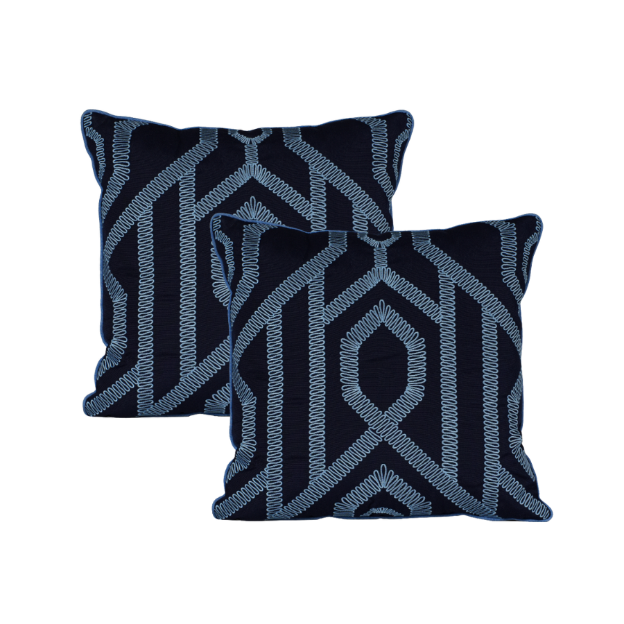 20" Navy Lattice Toss (Set of 2)